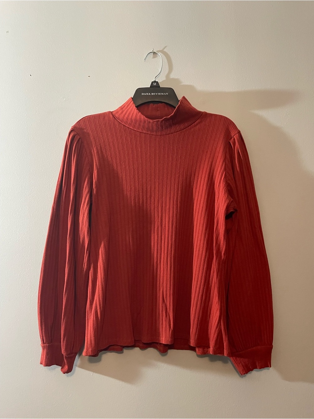Bohme Ribbed Button-Back Mock Neck Top - Rust - Picture 2 of 5